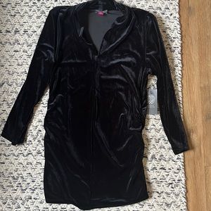 NWT Vince Camuto black velvet long sleeve shirt